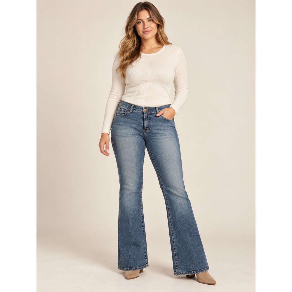 Mavi 136 Molly Women's 32/32 Low Rise Flare Jeans Y2K Medium Wash Stretch